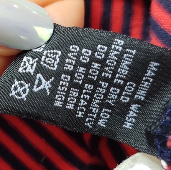 Polo Jean Co Ralph Lauren Red Navy Blue V Neck T-shirt Stripped - Picture 7 of 7